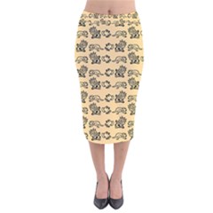 Inka Cultur Animal - Animals And Occult Religion Velvet Midi Pencil Skirt by DinzDas