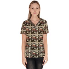 Bmx And Street Style - Urban Cycling Culture Women s V-neck Scrub Top by DinzDas