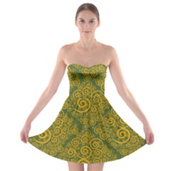 Abstract Flowers And Circle Strapless Bra Top Dress by DinzDas