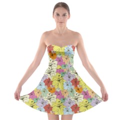 Abstract Flowers And Circle Strapless Bra Top Dress by DinzDas