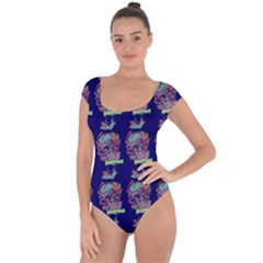 Jaw Dropping Horror Hippie Skull Short Sleeve Leotard  by DinzDas