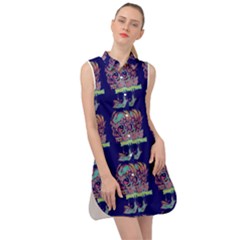 Jaw Dropping Horror Hippie Skull Sleeveless Shirt Dress by DinzDas