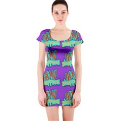 Jaw Dropping Comic Big Bang Poof Short Sleeve Bodycon Dress by DinzDas