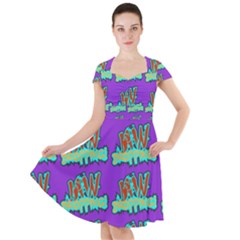 Jaw Dropping Comic Big Bang Poof Cap Sleeve Midi Dress by DinzDas