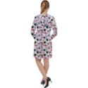 Adorable seamless cat head pattern01 Long Sleeve Hoodie Dress View2