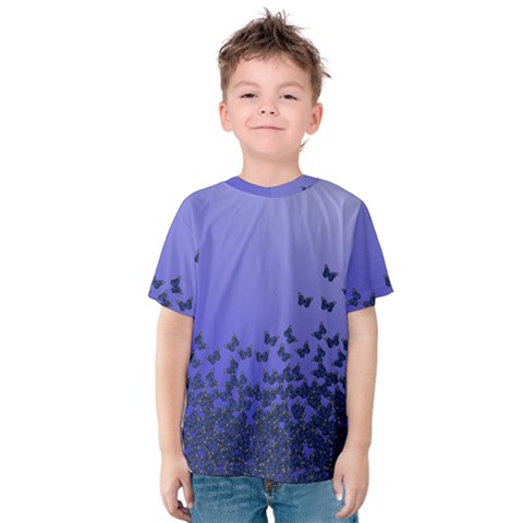 Gradient Butterflies Pattern, Flying Insects Theme Kids  Cotton Tee by Casemiro