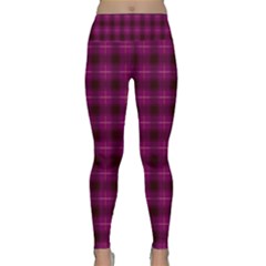 Dark Purple, Violet Tartan, Buffalo Plaid Like Pattern Lightweight Velour Classic Yoga Leggings by Casemiro