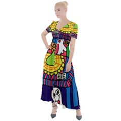 Circus Ghosts Digital Button Up Short Sleeve Maxi Dress by snowwhitegirl