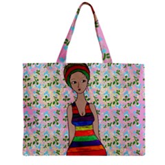 Tan Swimmer Flowerwall Zipper Mini Tote Bag by snowwhitegirl