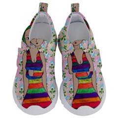 Tan Swimmer Flowerwall Kids  Velcro No Lace Shoes by snowwhitegirl