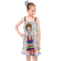 Tan Swimmer Flowerwall Kids  Overall Dress by snowwhitegirl