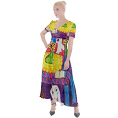 Circus Ghosts Button Up Short Sleeve Maxi Dress by snowwhitegirl