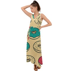 Donuts V-neck Chiffon Maxi Dress by Sobalvarro