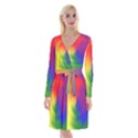 Rainbow Colors LGBT Pride Abstract Art Long Sleeve Velvet Front Wrap Dress View1