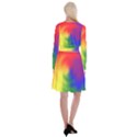 Rainbow Colors LGBT Pride Abstract Art Long Sleeve Velvet Front Wrap Dress View2