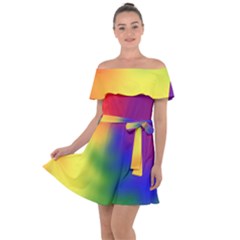 Rainbow Colors Lgbt Pride Abstract Art Off Shoulder Velour Dress by yoursparklingshop