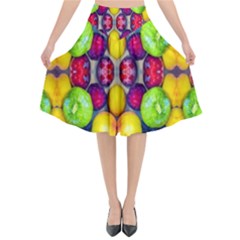 Fruits And Vegetables Pattern Flared Midi Skirt by dflcprintsclothing