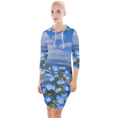 Floral Nature Quarter Sleeve Hood Bodycon Dress by Sparkle