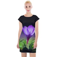 Floral Nature Cap Sleeve Bodycon Dress by Sparkle