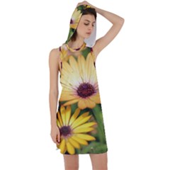 Yellow Flowers Racer Back Hoodie Dress by Sparkle