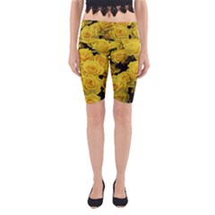 Yellow Roses Yoga Cropped Leggings by Sparkle