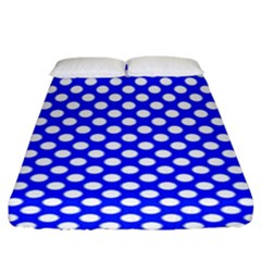 Dark Blue And White Polka Dots Pattern, Retro Pin-up Style Theme, Classic Dotted Theme Fitted Sheet (king Size) by Casemiro