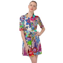 Mountain Abstract Belted Shirt Dress by okhismakingart