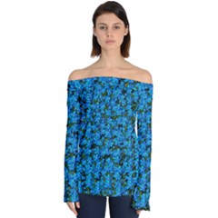 Blue Sakura Forest  Tree So Meditative And Calm Off Shoulder Long Sleeve Top by pepitasart