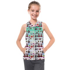 Kawaii Collage Green Ombre Kids  Sleeveless Hoodie by snowwhitegirl