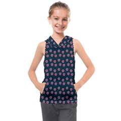 Peach Purple Daisy Flower Teal Kids  Sleeveless Hoodie by snowwhitegirl