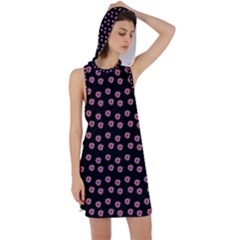 Peach Purple Daisy Flower Black Racer Back Hoodie Dress by snowwhitegirl