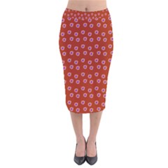 Peach Purple Daisy Flower Red Velvet Midi Pencil Skirt by snowwhitegirl