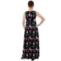 60s Girl Floral Daisy Black Empire Waist Velour Maxi Dress View2