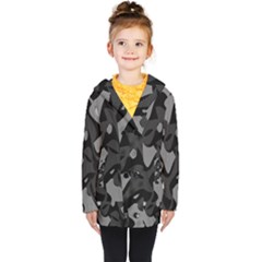 Trippy, Asymmetric Black And White, Paint Splash, Brown, Army Style Camo, Dotted Abstract Pattern Kids  Double Breasted Button Coat by Casemiro