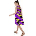 Abstract triangles, three color dotted pattern, purple, yellow, black in saturated colors Frill Swing Dress View2