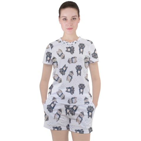 Cute Seamless Pattern With Koala Panda Bear Women s Tee And Shorts Set by Amaryn4rt