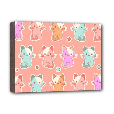 Cute Kawaii Kittens Seamless Pattern Deluxe Canvas 16  X 12  (stretched)  by Amaryn4rt