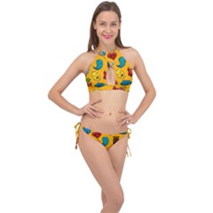 Graffiti Characters Seamless Ornament Cross Front Halter Bikini Set by Amaryn4rt