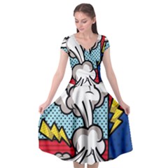 Rays Smoke Pop Art Style Vector Illustration Cap Sleeve Wrap Front Dress by Amaryn4rt