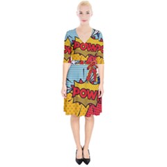 Pow Word Pop Art Style Expression Vector Wrap Up Cocktail Dress by Amaryn4rt