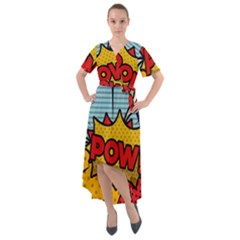 Pow Word Pop Art Style Expression Vector Front Wrap High Low Dress by Amaryn4rt