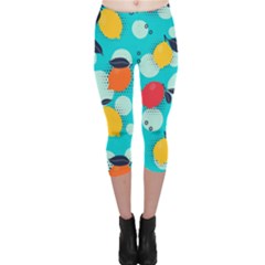 Pop Art Style Citrus Seamless Pattern Capri Leggings  by Amaryn4rt