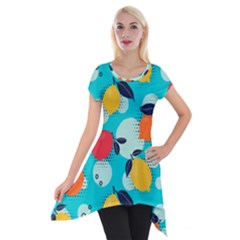 Pop Art Style Citrus Seamless Pattern Short Sleeve Side Drop Tunic by Amaryn4rt