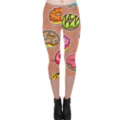 Doughnut Doodle Colorful Seamless Pattern Capri Leggings  by Amaryn4rt