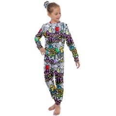 Hip Hop Background Kids  Long Sleeve Set  by Amaryn4rt