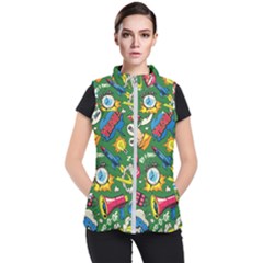 Pop Art Colorful Seamless Pattern Women s Puffer Vest by Amaryn4rt