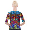 Graffiti Characters Seamless Pattern Cropped Button Cardigan View2