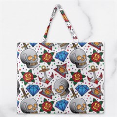 Full Color Flash Tattoo Patterns Zipper Large Tote Bag by Amaryn4rt