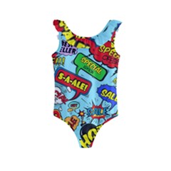 Comic Bubbles Seamless Pattern Kids  Frill Swimsuit by Amaryn4rt