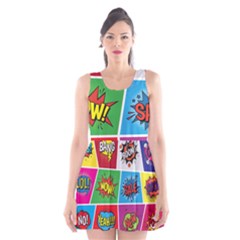 Pop Art Comic Vector Speech Cartoon Bubbles Popart Style With Humor Text Boom Bang Bubbling Expressi Scoop Neck Skater Dress by Amaryn4rt